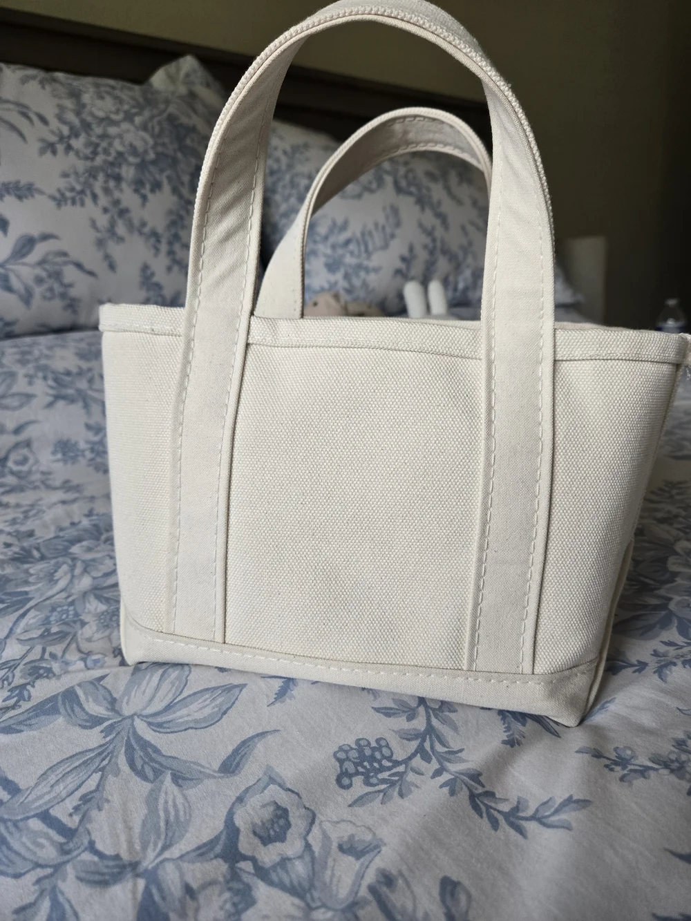 LL BEAN Boat And Tote Canvas Tote Bag with Navy Monogram - Picture 2 of 5